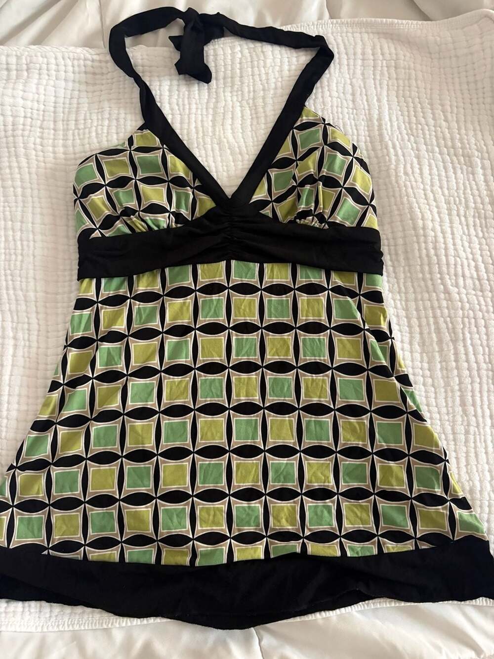 Tempted Women's Geometric Print Halter Neck Tankini Top